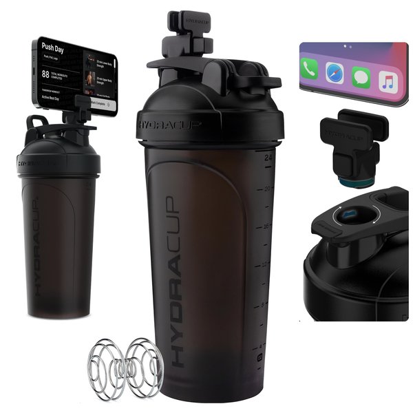 Hydra Cup JailBreak Pro - 28 oz Shaker Cup with Removable Phone Clip, Shaker Bottle for Protein Shakes with Carry Handle, Ball Blender, BPA Free (Black)
