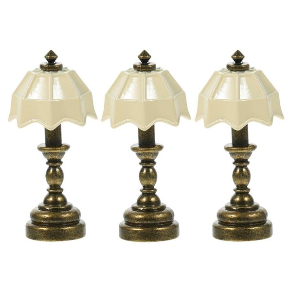 Alasum 3Pcs Miniature Dollhouse Table Lamp LED Desk Lamp Mini Lighting Bedside Lamp Model Dollhouse Bedroom Furniture Decoration Accessories, 4.50X2.00X2.00CM