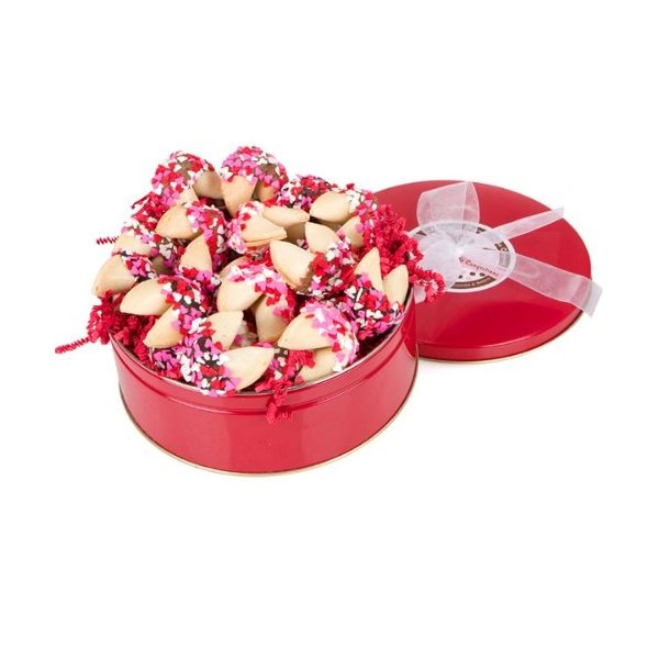 Heart Sprinkles Fortune Cookies Tin - Set of 24