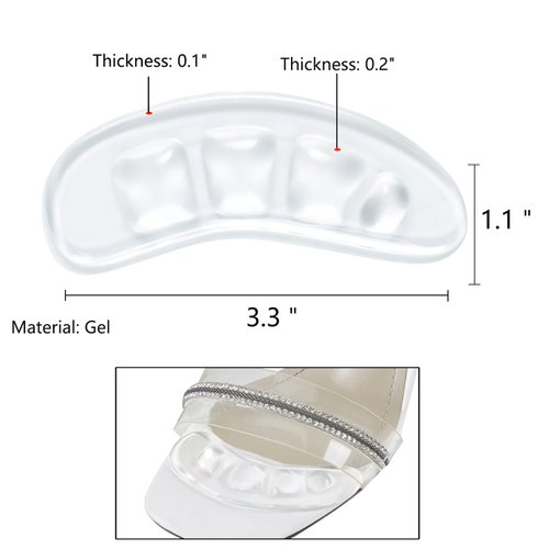 GQTJP Metatarsal Pads, Ball of Foot Cushions for Heels,Non Slip Foot Pads to Relief Pain All Day,Toe Pads Shoe Gummies for Heels, Heel Pads for Stop Feet from Sliding Forward (Clear - 3 Pairs
