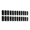 Hkanlre Black Press on Nails Long Fake Nails Square Full Cover Soild False Nails for Women and Girls 24PCS