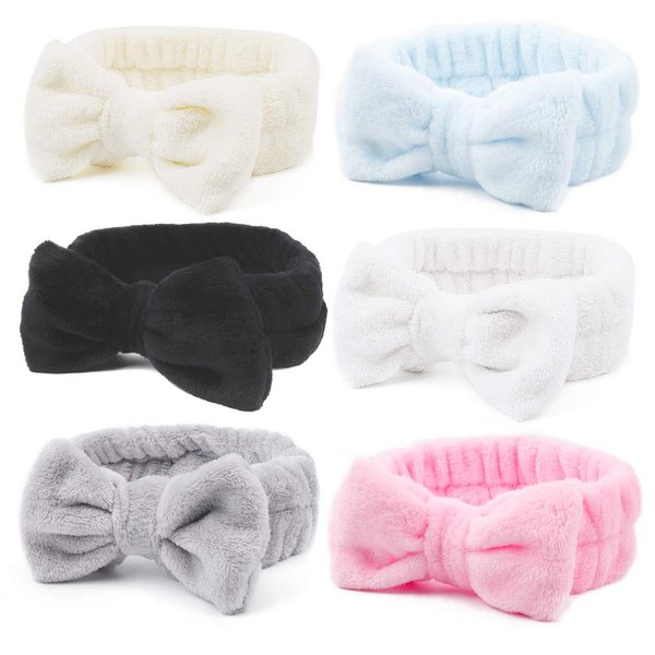 Spa Headband, Exacoo 6 PCS Bow Hair Band for Women Facial Makeup Head Band Knot Turban for Girls Head Wraps for Wash Spa Yoga Sports Shower (Pack of 6)