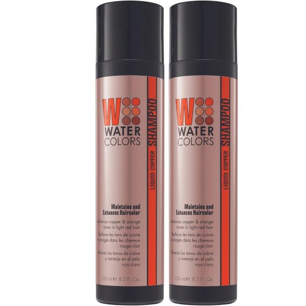 Watercolors Color Depositing Shampoo, Semi Permanent Hair Color 8.5 oz - LIQUID COPPER (2 PACK)