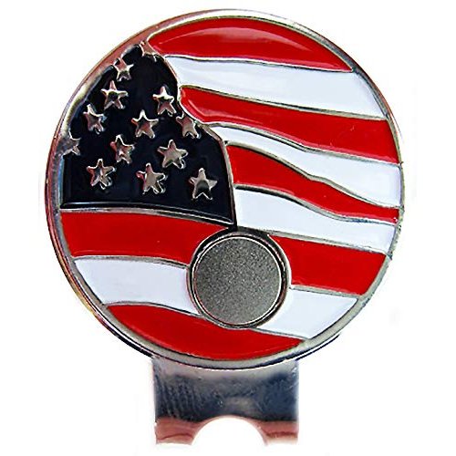 USA Flag Golf Ball Marker with USA Flag Hat Clip