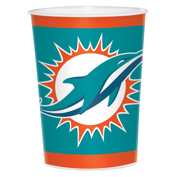 Miami Dolphins Plastic Party Favor Cup - 16 oz. | Aqua and Orange | 1 Pc.