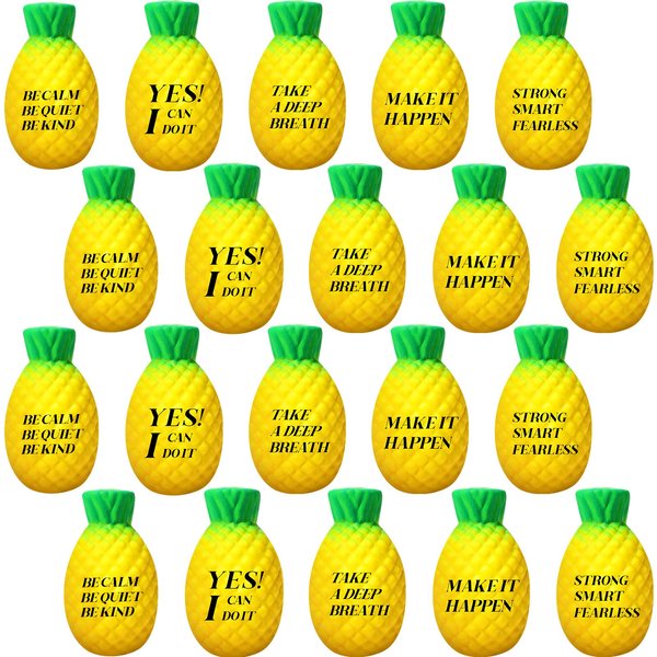 20 Pcs Pineapple Stress Ball Motivational Fidget Toys Ball Pineapple Fidget Toys Inspirational Pineapple for Adults Anxiety Relief Hand Exercise Motivating Encouraging, 2.09 x 1.18 Inches