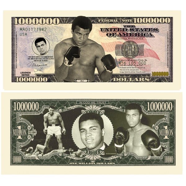 American Art Classics Limited Edition Muhammed Ali Million Dollar Bill in Currency Holder