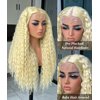 CURLCRAZY Blonde Long Curly Lace Front Wigs for Black Women HD Lace Wig Long Deep Wave Synthetic Lace Front Wig with Baby Hair Pre-plucked Hairline Hair Natural Looking Crimps Curls (26" Blonde)
