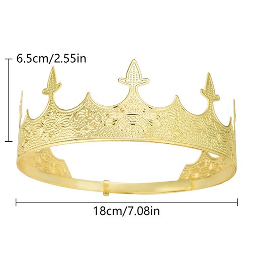 Generic King Crowns Metal Hair Band for Men Gold Crowns and Tiara for Theme Birthday Party Costume Accessories (Gold)