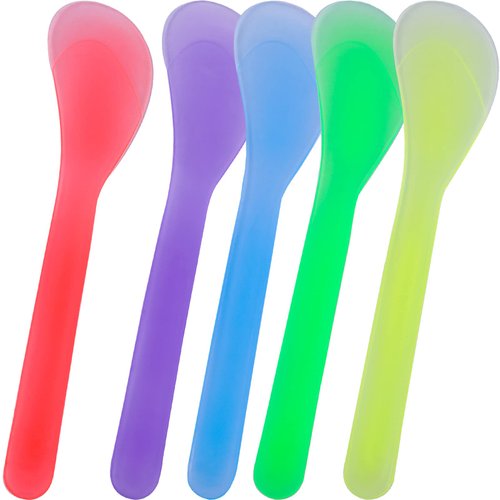 50 Pieces Cosmetic Spatula Disposable Makeup Frosted Tip Spatula Plastic Makeup Tools Spoon Cosmetic Mask Spoon Spatulas Facial Cream Scoop Mask Spoon Stick for DIY Mixing and Sampling, Mixed Color
