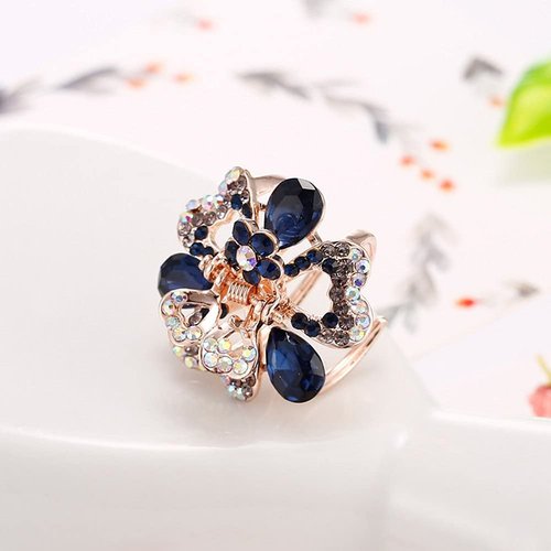 Ruihfas 4Pcs Cute Mini Crystal Bangs Clips Claws Rhinestone Flower Hair Claw Clip Pin Barrette for Girls Women 1.06×0.79 inch