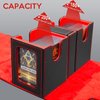 zyuqnek MTG Deck Box with Dice Tray, Commander Deck Box Fits 200+ Double Sleeved Cards, Magnetic Card Deck Box, 3-in-1Deck Box TCG For Magic Commander TCG CCG,4 Dividers & 2 Toploaders, Black/Red