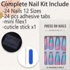 Press on Nails Medium Coffin Fake Nails with Glue Macaron Color Gradient Designs False Nails Glitter Full Cover Stick on Nails Reusable Acrylic Artificial Nails Glue on Nails for Women 24Pcs