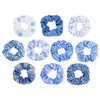 Yonchic 10-Piece Plaid Polka Dot Solid Colorful Scrunchies for Women Girls, No Damage Elastic Hair Ties, Bulk Ponytail Holder Hair Bands, Fashion Rubber Band Hair Accessories for Thin Thick Hair(Blue)