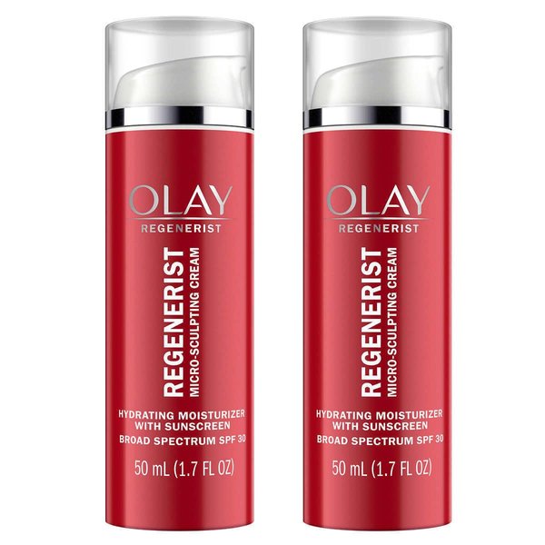 Olay Face Moisturizer Regenerist Microsculpting Cream With SPF 30 Sunscreen for Advanced Anti-Aging, 1.7 Fluid Ounce (Pack of 2)