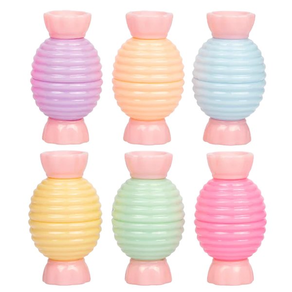 Glam Lux Bundle Sweet Candy Kisses Shaped Lip Balm, Twist Open, Fruity Scents, Vibrant Colors Set of 6 Moisturizing Nourishing & Hydrating For Dry Chapped Lips For Women, Girls & Tweens