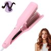 Curluxe French Curls Iron, Curluxe Beach Waves Curling Wand, French Wave Curling Irons, Anti-Scald Crimper Hair Tool for Women, 15-Second Heat-Up, Four Settings, Easy to Use, 1.25 Inch (Pink)