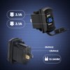 CNAODUN 4.2A USB Rocker Switch Dual USB Charger Socket with Waterproof Cover Blue Led Voltmeter for Rocker Type Marine Switch Panel On Marine Rv Vehicles…