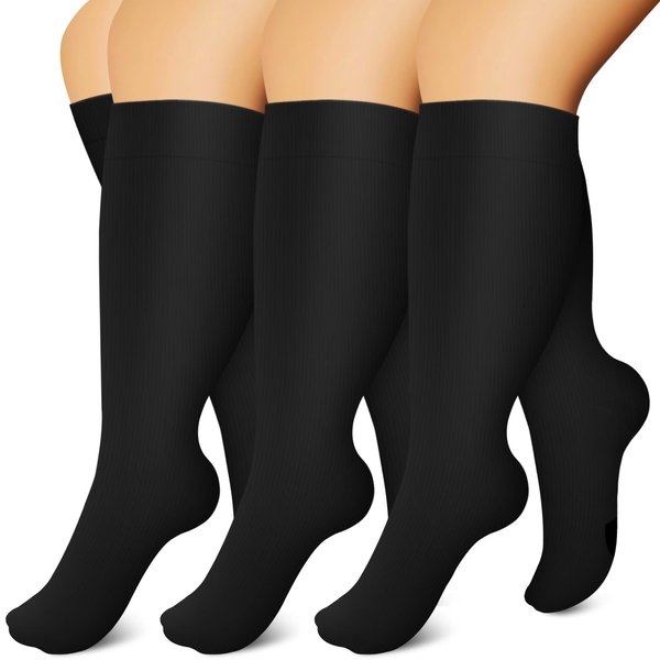 Laite Hebe Plus Size Compression Socks for Women and Men-3 pairs Wide Calf Knee High Support for Circulation