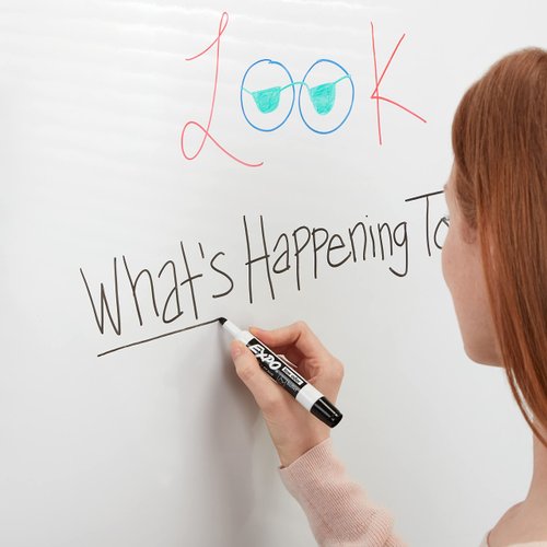 EXPO Low Odor Dry Erase Markers, Bullet Black, 12 Pack, for Whiteboards, Glass and Non-porous Surfaces. Ideal for Classrooms, Offices and Homes