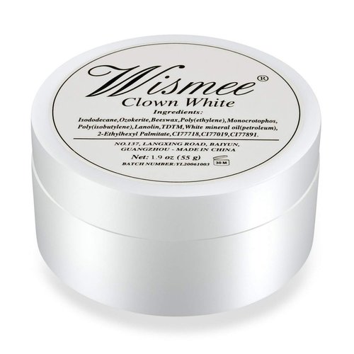 Wismee Classic White Face Body Paint Makeup Clown White Lite 1.9Oz Cake Tub, Joker Zombie Vampire Halloween Costume Single Foundation Cream for Special Effects SFX makeup Fancy Dress Up Cosmetics