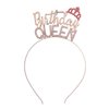 Generic Veewon Rhinestone Rose Gold Glitter Birthday Queen Sash and Tiara Headband for Women Girls Birthday Gifts