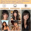 Amchoice Hair Toppers for Women Real Human Hair, Bangs Hair Clip 360° 3D Cover Wipsy Human Hair Topper with Bangs, Human Hair Toppers for Women Daily (Dark Brown)
