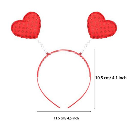 Trounistro 8 Pack Valentine's Day Heart Headband Glitter Heart Headbopper for Valentine Party Decoration Gift