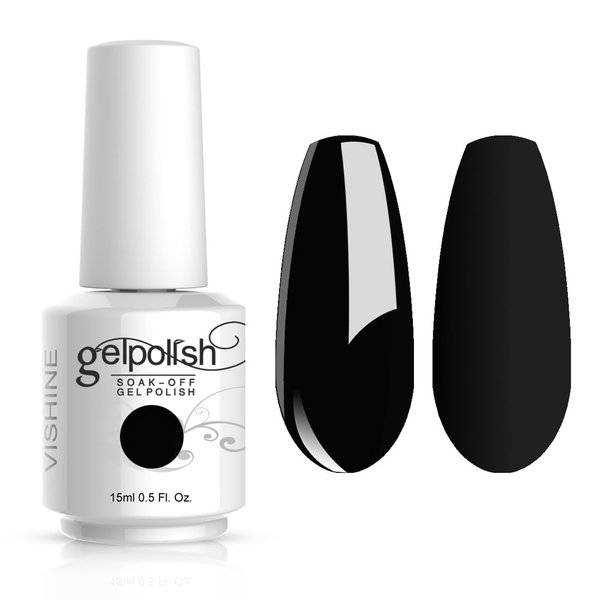 Vishine Gelpolish Professional Manicure Salon UV LED Soak Off Gel Nail Polish Varnish Color Black(1348)