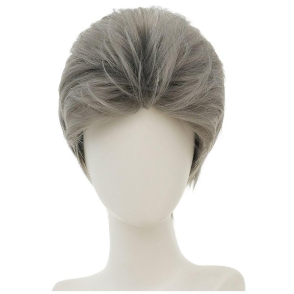 Tseses Grey Short Wigs for Men Anime Synthetic Layered Fluffy Heat Resistant Cosplay Costume Hair Wig