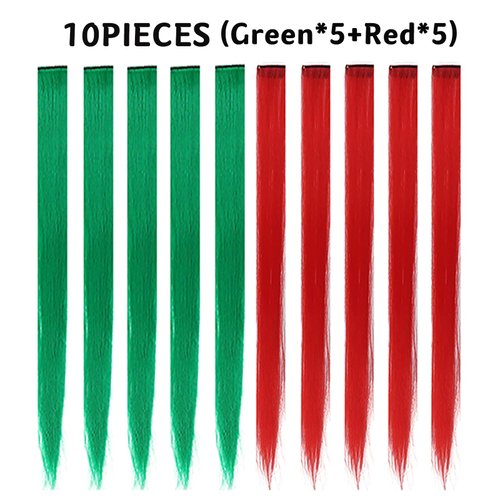 eastsecret 10 PCS Rainbow Hair Clips Colored Hair Extensions Clip in Hair Extensions Colorful Synthetic 22inch Long Straight Highlight Hairpieces for Women Girls Kids Christmas Party Daily Gift