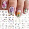 12 Sheets Flower Nail Art Stickers Spring Summer Nail Stickers Water Transfer Nail Art Supplies Lily Orchid Butterfly Small Flower Spring Nail Decals for Women Nail Art Decoration