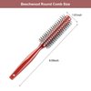 Harewu Round Curling Comb with Original Wooden Handle Made of Pure Beech Wood,Gentle Nylon Bristles,For All Hair Styles,Natural and Gentle Hair Brush (Red)