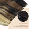 GOO GOO Clip in Hair Extensions Real Human Hair, 24inch 120g 7Pcs, 1B/16/1B Balayage Natural Black to Light Blonde, Remy Human Hair Extensions Clip ins for Women, Natural Human Hair