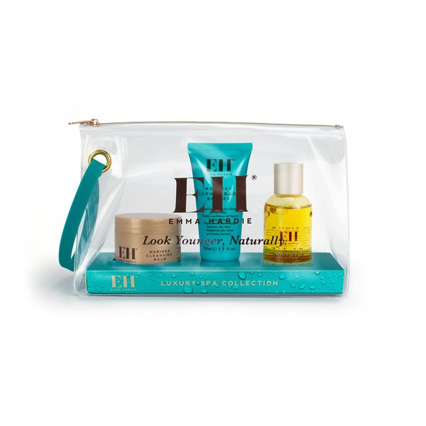 Emma Hardie Luxury Spa Skin Care Set, Travel Size Cleansing Balm, Body Oil, and Body Butter, Body Gift Set with Moringa, Almond Oil, Glycerin, Jojoba Oil, Shea Butter, and Grape Seed Oil