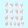 RUPOFUZA Almond Press on Nails Short Squoval Fake Nails Pink Ombre White False Nails with Glossy Press ons Designs Acrylic Nails Press on Artificial Nails Stick on Nails for Women 24Pcs