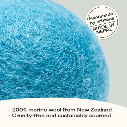 MEOWFIA Wool Ball Toys - 6-Pack of Safe for Cats and Small Dogs Balls - 1.5 Inch Felted Wool Cat Toy and Dog Toy - Perfect with Cat Cave - Silent - Mini Tennis Balls - (1,5in/Aquamarine)
