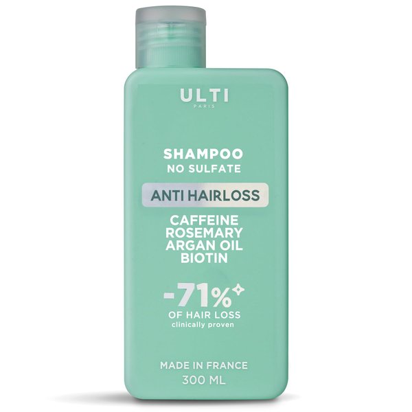 ULTI Paris Anti Hair Loss Shampoo, No Sulfate, Caffeine, Rosemary, Saw Palmetto, Argan Oil, Biotin, 71% Hair Loss Reduction, 10.14 FL.OZ.
