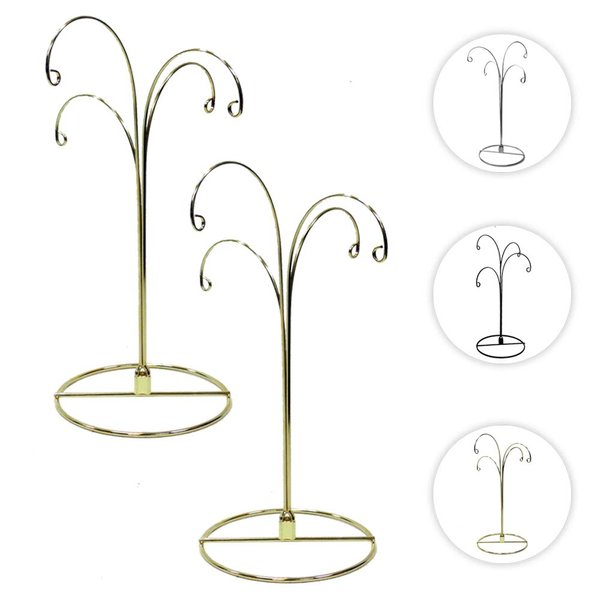 HOHIYA Ornament Display Stand Holder Christmas Hanger Hook Dog Cat Glass Ball Bauble 4 Arms 12inch Gold 2 Pcs Taiwan Made