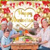 Red Gold Anniversary Party Decorations Happy Anniversary Banner Backdrop and 18Pcs Red Gold Happy Anniversary Balloons Anniversary Party Photography Background for Wedding Anniversary Party Supplies