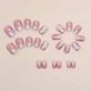 24Pcs Short Press on Nails Square Fake Nails Aurora Butterfly Stars Design Coffin False Nails Blush Full Cover Glue on Nails Gradient Pink Acrylic Nails Summer Artificial Nails Kit for Women Girls