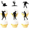 Black Glitter Halloween Zombie Dessert Cupcake Topper Fantasy Horror Theme Decor Supplies Boys Girls Woman Man Happy Birthday Party Decorations