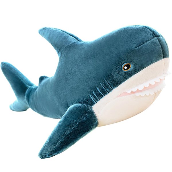 Kekeso Giant Shark Plush Pillow Soft Toy Stuffed Blue Shark Animal Pillow Comfortable Sleeping Pillow Back Cushion Doll Gift for Kids (Blue, 60cm/23.62inch)