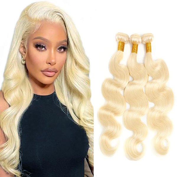 613 Bundles Blonde Body Wave Human Hair Bundles Brazilian 613 Body Wave Bundles Human Hair Weave 3 Bundles 12 14 16 Inch Unprocessed Virgin Hair Blonde Bundles Hair Extensions