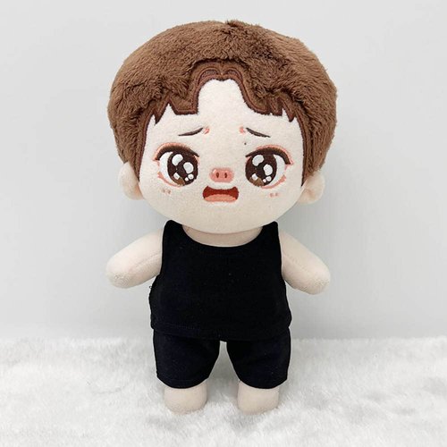 niannyyhouse 20cm Plush Doll Clothes Solid Color Vest Sleeveless T-Shirt Doll Dress Up (White+Black, 20cm)