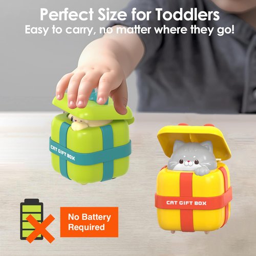 Adeerus Car Toys for Toddlers 1-3, Baby Toy Car for 1 Year Old Girl & Boy, Cat Gift Box Cars for Age 0-2, First Birthday Gift Preschool Animal Car Toys for Kids, Cat Lovers (3Pcs)