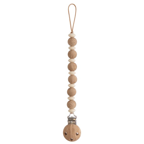 mushie 100% Silicone Baby Pacifier Clip BPA Free | Luna (Faux Wood)