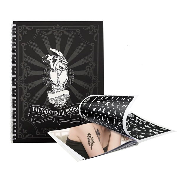 Tiebeauty 20 Sheets Tattoo Stencils, 467 Pcs Henna Glitter Airbrush Tattoo Kit Templates, Temporary Tattoos for Girls and Boys Body Art Stencil, Suitable as Gift for Family/Friends (Black)