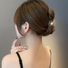 Mini Rose Flower Hair Claw Clips for Women 1.5Inch Cute Pearl Small Hair Clip | 6 Pcs Metal Black Gold Silver Lady and Girls Fine Hair Fancy Horsetail Clips