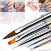 4-Piece Acrylic Nail Brush Set UV Gel Nail Art Brushes for Acrylic Application, Nail Brush Pen with Nail Art Tip Builder Brush Nail Art Liner Brush and Nail Art Dotting Pen 3D Nail Art Set